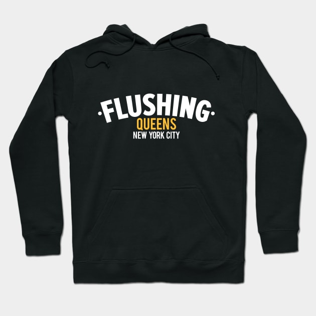 Flushing Queens Logo - A Minimalist Ode to Borough's Vibrant Heart Hoodie by Boogosh